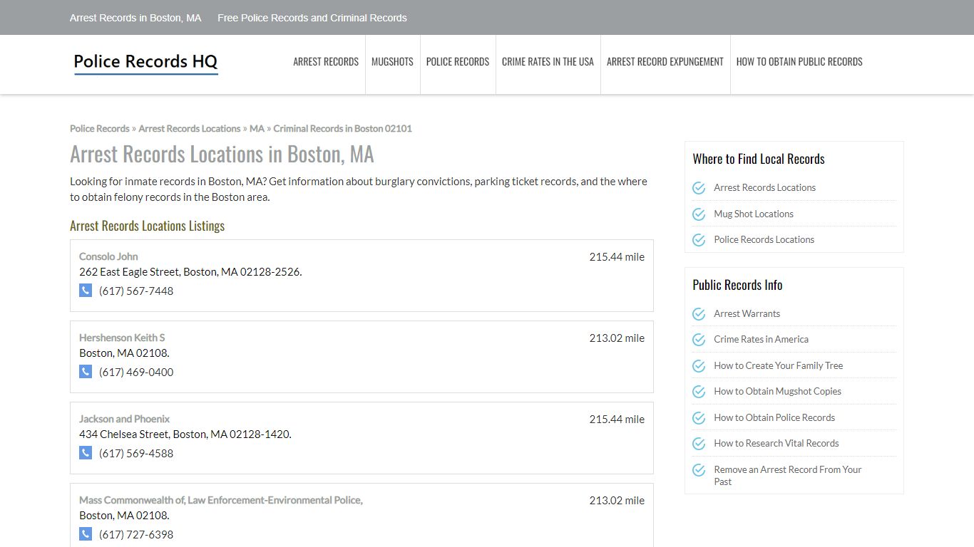 Arrest Records in Boston, MA - Free Police Records and Criminal Records